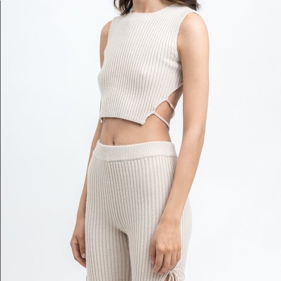 SOLD Danielle Guizio Rib Knit Tie Pants & Tank - Picture 5 of 8